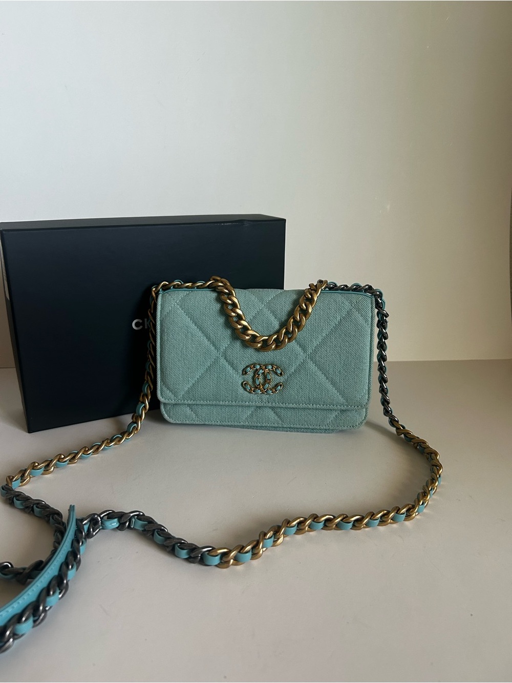 CHANEL Quilted Crossbody Bag in Mint